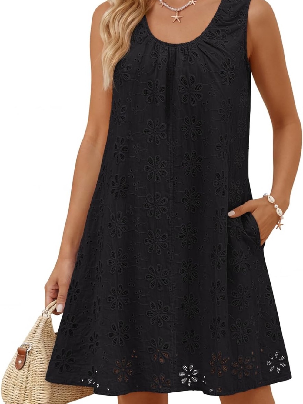 Merokeety Women’s Black Eyelet Cover-Up Dress (NWOT)